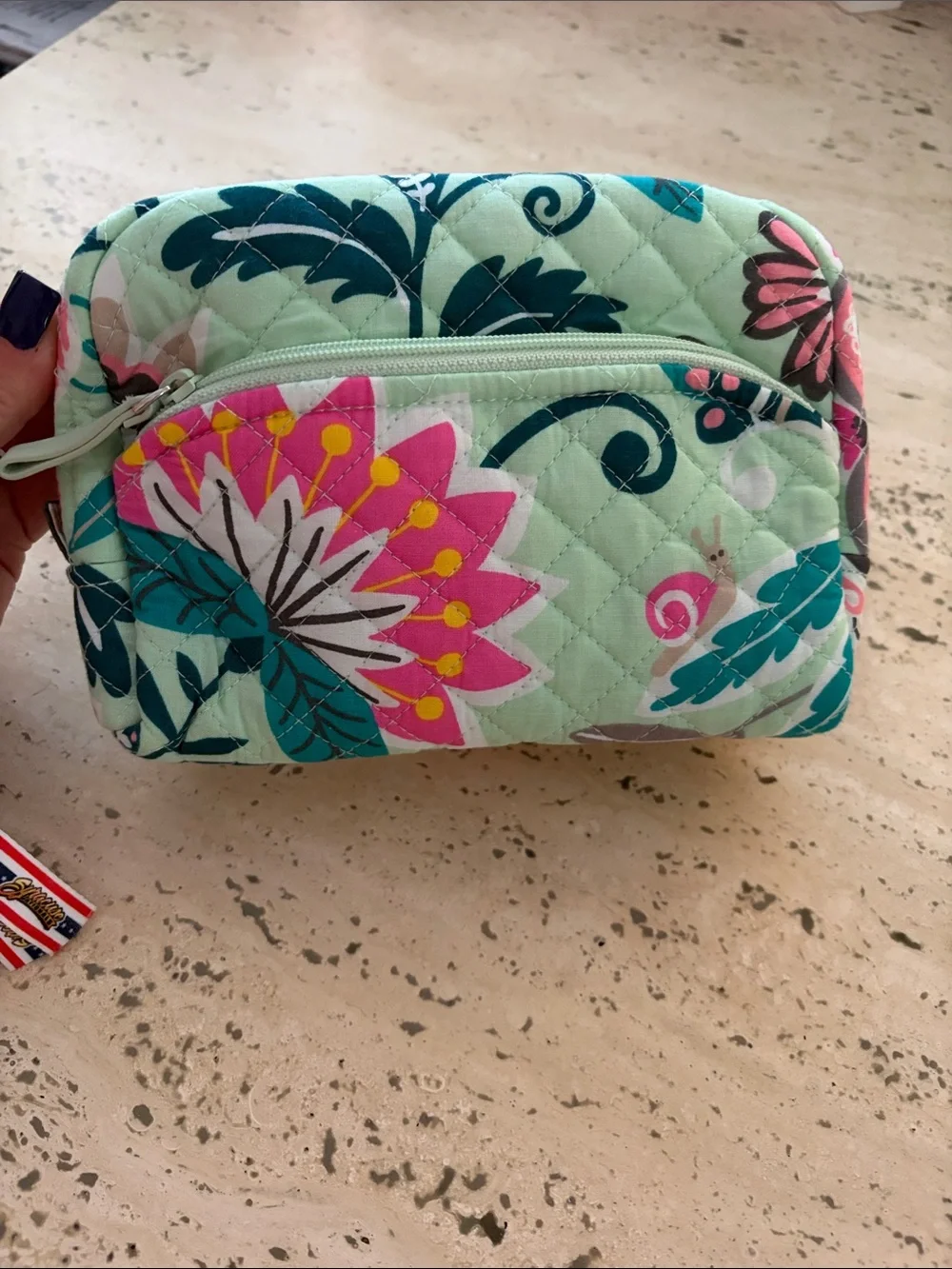 Reserved! Vera Bradley Iconic Medium Cosmetic Mint Flowers $35